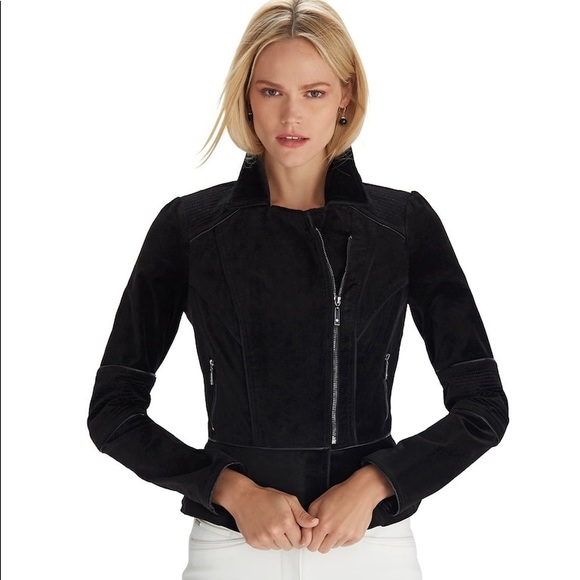 White House Black Market Jackets & Blazers - WHBM black “velvet” moto jacket size 0
